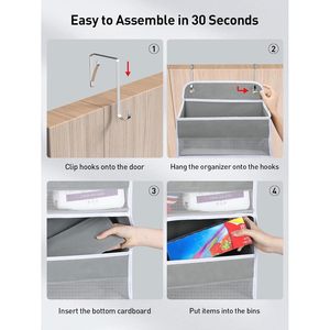 Organizador para colgar sobre la puerta, 15 bolsillos, almacenamiento colgante gris para artículos de bebé y del hogar, uso en el baño y el dormitorio - Product Image 5