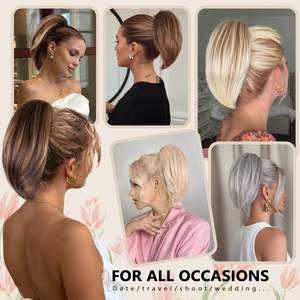 Extension de queue de cheval synthétique droite de 10 pouces avec pince à griffes pour femme (<span class=keywords><strong>couleur</strong></span> blond clair) - Product Image 6