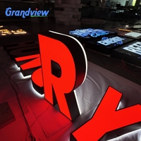 Enseigne lumineuse LED personnalisée avec logo en lettres, éclairage frontal en acrylique pour affichage publicitaire extérieur de marque commerciale