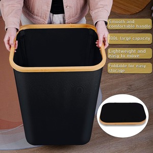 Panier à linge pliable en polyester réutilisable avec poignées en bambou et couvercle, sac amovible <span class=keywords><strong>pour</strong></span> jouets, serviettes, panier à linge haut - Product Image 4