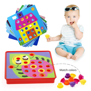 Préscolaire apprentissage jouets éducatifs pour enfants couleur correspondant mosaïque Pegboard activité ensemble champignon ongle jouet bouton Art - Product Image 2