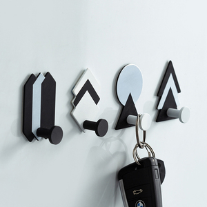 Appendiabiti Geometrico Moderno Minimalista in Ferro Battuto Bianco e Nero, Gancio <span class=keywords><strong>da</strong></span> Parete, Accessori per la Camera, Creativo Portachiavi - Product Image 1