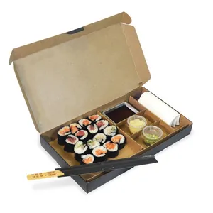 Papan kartu Logo kustom kotak makan siang Kraft Biodegradable kemasan makanan makanan makanan makanan Sushi Togo kotak makanan Packagi