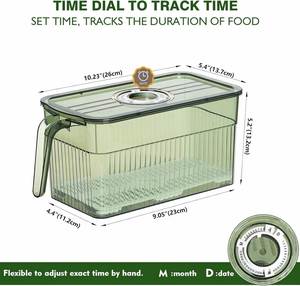 Contenedor de Almacenamiento Rectangular de Plástico para Refrigerador, Recipiente para Alimentos con Tapa y Asa, Capacidad de 3-6L, PP+PET Multifuncional, Verde/Gris - Product Image 2