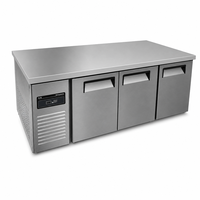 Table de travail réfrigérée en acier inoxydable à double porte, dégivrage automatique, éclairage LED, contrôle numérique de la température