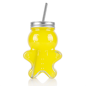 Offre Spéciale 500ml Transparent Gingerbread Biscuit Man Shape Jus Bouteille de boisson en verre avec couvercle - Product Image 3