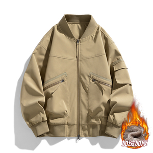 Customized logo Jacket men's baseball collar 2025 autumn and winter new men's big <b>pockets</b> Korean leisure personality handsome - Product Image 1