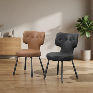 Silla Moderna de Salón en Cuero PU con Respaldo Acolchado y Patas Metálicas, Diseño de Mediados de Siglo, Muebles para el Hogar - Product Image 2