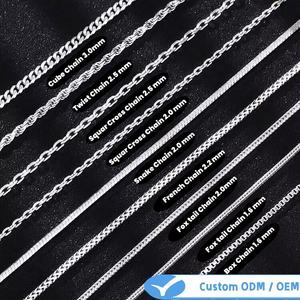 Collar de Cadena Personalizado de Plata Esterlina 925 con Baño de Platino y Oro Rosa, Estilos Cuerda, Cubana, Lingote, Semilla, Ondulada, Estrellada, Caja, Serpiente y Cruz - Product Image 2