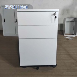 Steel Office Furniture Three Drawer Mobile Pedestal Iron Under Desk File Activity <b>Cabinet</b> with Lock - Product Image 1