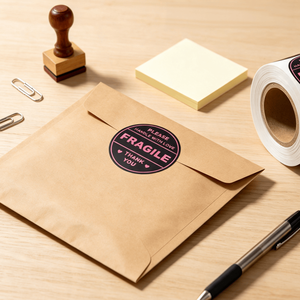 Custom Printable Fragile Handling Roll Stickers Premium Coated <b>Paper</b> Round Warning Tags For Ecommerce <b>Parcel</b> Box Packaging - Product Image 3