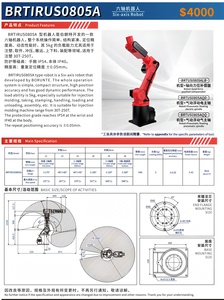 New 6-Axis Industrial <strong>Robot</strong> With IP54 Precision PLC Controlled Motorized Gearbox For CNC Lathe Automatic Loading And Unloading - Product Image 3