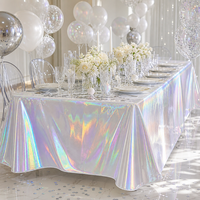 Nappe en PEVA blanche irisée, imperméable, jetable, rectangulaire, en plastique, pour réception de mariage, dîner en plein air