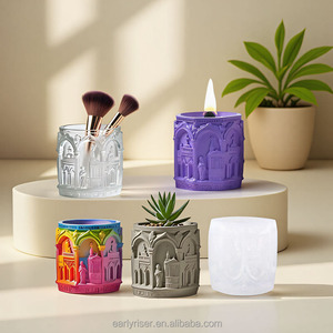 Mattiniera tempio greco Design in Silicone stampo in cemento fatto da te portacandele in gesso, vasetti per aromaterapia, vasi di fiori architettonici - Product Image 1