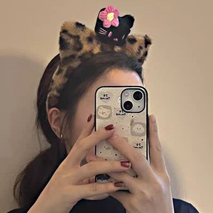 <span class=keywords><strong>Serre</strong></span>-<span class=keywords><strong>tête</strong></span> en peluche TREETIP personnalisé avec logo, imprimé léopard, oreilles de chat, mignon, décor floral <span class=keywords><strong>Hello</strong></span> <span class=keywords><strong>Kitty</strong></span>, pour le lavage du visage, maquillage, fait main, unisexe - Product Image 2