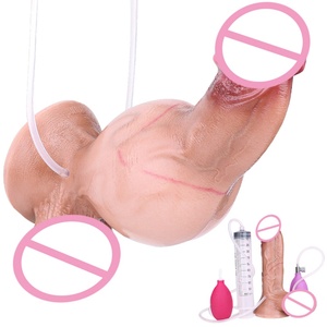 FAAK Silicone <b>Realistic</b> Ejaculation Inflatable <b>Dildo</b> With Sucker Anal Dilator Lifelike Squirting Penis Sex Toys for Women Men - Product Image 1