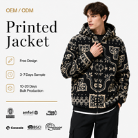 Veste polaire Sherpa personnalisée pour homme, imprimée, chaude, à capuche, en peluche, entièrement zippée, style Teddy, pour l'extérieur, décontractée, OEM