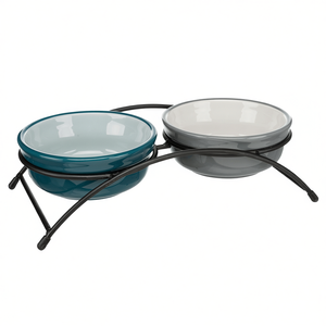 Juego de 2 comederos elevados para mascotas, 0.25 L, 13 cm, color azul grisáceo, para perros y gatos - Product Image 2