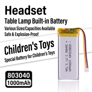 QS803040-1000mAh โรงงานผลิตแบตเตอรี่ Ufine ขายส่งแบตเตอรี่ลิเธียมโพลิเมอร์ 3.7V สำหรับเครื่องสำอาง - Product Image 4