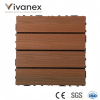 Dalles de terrasse extérieures au design moderne, en composite bois-plastique (WPC) creux, avec finition brossée, à poser soi-même