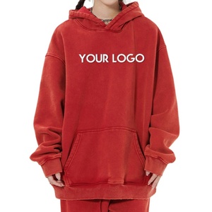 Supplier Custom Logo Casual Plush Thick Fried Hoodie Set Vintage <b>Acid</b> Washed Sweatpants <b>Dropped</b> Shoulder Waterproof 100% Cotton - Product Image 2