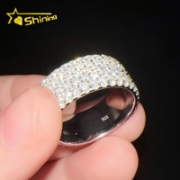 Bague de mariage en moissanite pour homme en argent sterling 925 5 rangées de bagues de fiançailles en diamant de laboratoire de 2mm avec certificat GRA