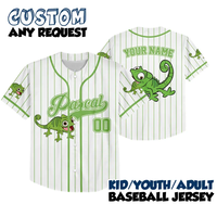 Maillot de baseball personnalisé avec broderie, motif caméléon Pascal mignon, OEM POD, nom et numéro personnalisés, haut de sport pour enfants
