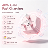 Charger GaN Warna-warni Laris Manis 40W PD Tipe C Pengisian Cepat Charger Dinding Colokan UK Port Tunggal PPS Adaptor Daya Gallium Nitrida
