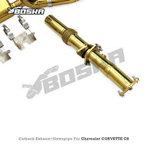 Échappement arrière Boska personnalisé en acier inoxydable plaqué or à flux libre pour Chevrolet CORVETTE C8 2019-2025 – Embouts de silencieux - Product Image 2