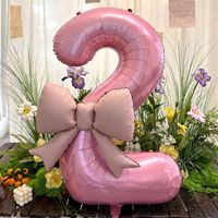 40 pouces Film aluminium Forme extraterrestre Rose Nœud papillon Ballons numérotés Décoration de fête d'anniversaire adulte Accessoires d'installation simples