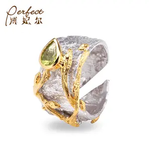 Aangepaste Marokkaanse Periode Handgemaakt Design Mode Luxe Goud Geplated925 Sterling Zilveren Parel Ring Dames Sieraden Leverancier