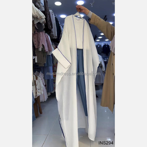 Abaya longue ouverte pour femmes musulmanes, respirante, à imprimé blanc, style Dubaï Turquie, robe cardigan modeste - Product Image 3