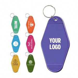 Custom Logo Promotional Blank Plastic Retro Vintage Motel Hotel Room Keychain Motel Keychain Loop QR Code - Product Image 1