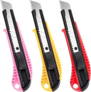 Utility Knife Snap-Off 18mm Blades Box Cutter Retractable Heavy Duty Knife with Great Locking Mechanism