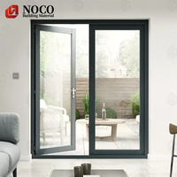 Porte principale en aluminium à double design de porte coupe-vent en verre trempé