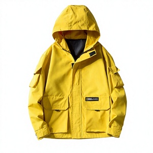 Unisex Autumn Coated Outdoor Bomber <b>Jacket</b> Stand Collar Windproof Waterproof Hooded Multiple Pockets Front Reversible Hot Sale - Product Image 3
