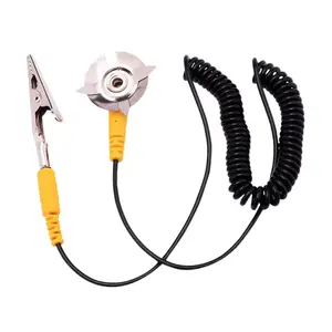 Anti-Static ESD Grounding Cable Coiled Cord with Alligator Clip Claw and PU Grounding Wire