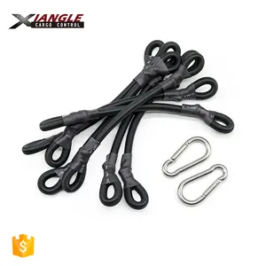Adjustable 10mm 48" High Elastic Rubber Bungee Rope Shrink Bungee Cord With Aluminum Carabiner Hooks Supplier