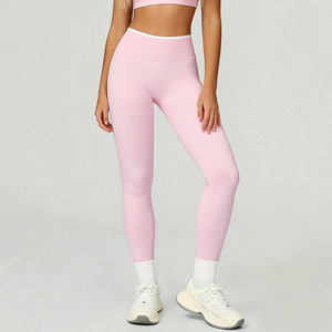 Pantalons de yoga neufs, solides, européens et américains, taille serrée, hanches, séchage rapide, sans couture, haute élasticité, fitness, longueur <span class=keywords><strong>cheville</strong></span> - Product Image 3