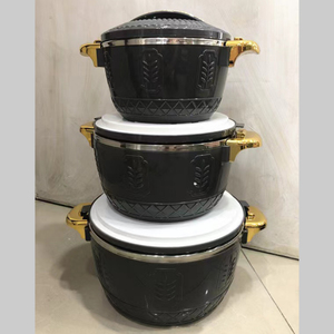 Elegant 3Pcs Insulated Food <strong>Warmer</strong> Set 2.5L 4.5L 6.5L Thermal Casserole Embossed <strong>Wheat</strong> Pattern Gold Trim Hot Party Serving Dish - Product Image 3