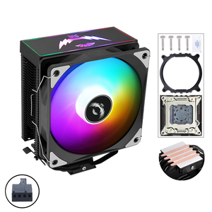 QiuzAim 120mm 2011 Universal <span class=keywords><strong>CPU</strong></span> <span class=keywords><strong>Cooler</strong></span> 4 Tubos de calor X99 2011-V3 AM4/AM5 Fácil instalación Viento de alta velocidad - Product Image 1