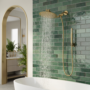 Soffione <span class=keywords><strong>doccia</strong></span> <span class=keywords><strong>a</strong></span> pioggia color oro con doccetta, soffioni <span class=keywords><strong>doccia</strong></span> <span class=keywords><strong>a</strong></span> mano ad alta pressione con diverse modalità di spruzzo, combo effetto pioggia - Product Image 5