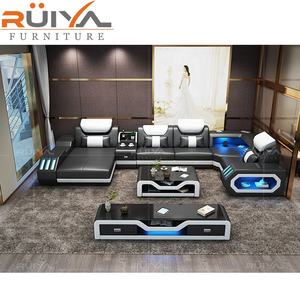 أريكة على شكل حرف U بتصميم ألماني عصري مع إضاءة LED ومشغل موسيقى - Product Image 5