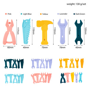 Silicone Baby Teething <b>Tools</b> 5-Piece <b>Set</b> Wrench Pliers Shape Food Grade Safe For 0-24 Months Infants - Product Image 1
