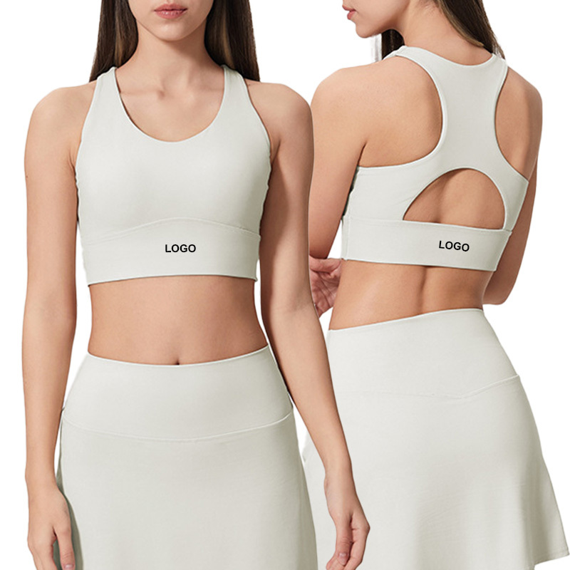 D25068 Women's Nylon Spandex Infinity High Impact Round-Neck Sports Bra I-shaped Hollowed-out Back Quick Dry Athletic Sports Bra