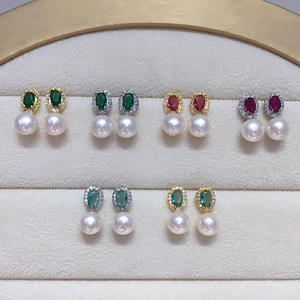Pendientes de Perlas de Agua Dulce con Circonitas de Colores, Elegantes y de Alta Calidad, al por Mayor, Joyería Romántica y Sencilla - Product Image 6