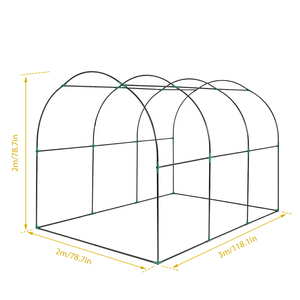 वाटरप्रूफ भारी शुल्क गैल्वेनाइज्ड स्टील फ्रेम बड़ा आउटडोर गार्डन वॉक-इन सुरंग ग्रीनहाउस 6 विंडो और पी कवर के साथ - Product Image 3
