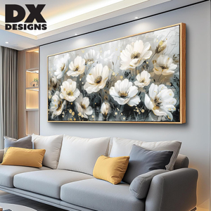DX Designs - <span class=keywords><strong>Pintura</strong></span> en Lienzo Enmarcada Personalizada, Arte Floral Pintado a Mano, Estilo Moderno y Minimalista, Decoración <span class=keywords><strong>para</strong></span> Sala <span class=keywords><strong>de</strong></span> Estar - Product Image 1