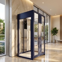 Ascensore Passeggeri per Villa/Hotel in Alluminio, AC 400kg, 0.4-0.63m/s, Trazione, Vetro su 4 Lati, LED Caldo, Binario Posteriore, 8 Colori a Scelta - Per Appartamenti