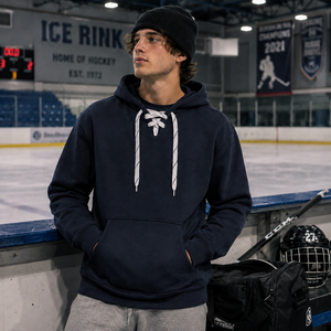 Sweat-shirt à capuche unisexe style jersey rayé en polaire, idéal pour le hockey et les jours de match, pour afficher l'esprit d'équipe - Product Image 1